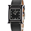 腕時計 エルメス HERMES Hウォッチ MM HH1.521 クオーツ メンズ レディース H型 ブラック ラッカー アラビア スクエア