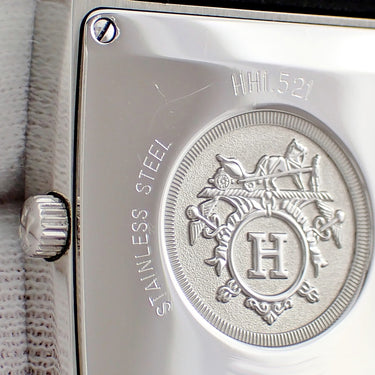 腕時計 エルメス HERMES Hウォッチ MM HH1.521 クオーツ メンズ レディース H型 ブラック ラッカー アラビア スクエア