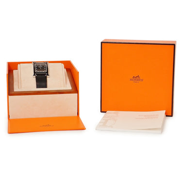 腕時計 エルメス HERMES Hウォッチ MM HH1.521 クオーツ メンズ レディース H型 ブラック ラッカー アラビア スクエア