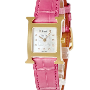 腕時計 エルメス HERMES Hウォッチ PM HH1.202 W053356WW00 クオーツ レディース 純正ダイヤ ホワイト シェル H型 スクエア