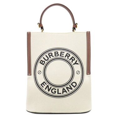 バーバリー BURBERRY ペギー バケットバッグ 8026824 ナチュラル×ブラウン キャンバス レザー 2WAYバッグ ゴールド金具 ロゴ ハンドバッグ ショルダー