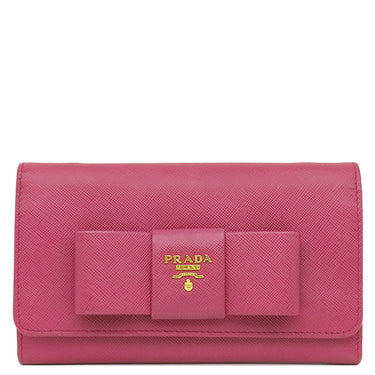 プラダ PRADA サフィアーノ リボン ショルダー ウォレット 1M1437 IBISCO レザー チェーンウォレット ゴールド金具 ピンク SAFFIANO FIOCCO