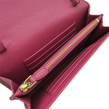 プラダ PRADA サフィアーノ リボン ショルダー ウォレット 1M1437 IBISCO レザー チェーンウォレット ゴールド金具 ピンク SAFFIANO FIOCCO