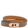 エルメス HERMES ミニケリー ドゥブルトゥール H081182CD18T1 エトゥープ×ゴールデンローズ スイフト メタル T2 ブレスレット ピンクゴールド金具 2連 2重 2024年製