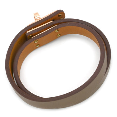 エルメス HERMES ミニケリー ドゥブルトゥール H081182CD18T1 エトゥープ×ゴールデンローズ スイフト メタル T2 ブレスレット ピンクゴールド金具 2連 2重 2024年製