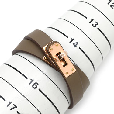 エルメス HERMES ミニケリー ドゥブルトゥール H081182CD18T1 エトゥープ×ゴールデンローズ スイフト メタル T2 ブレスレット ピンクゴールド金具 2連 2重 2024年製