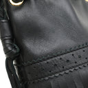 ジェイアンドエム デヴィッドソン J&M DAVIDSON カーニバル ブラック レザー ショルダーバッグ ゴールド金具 フリンジ パンチング ブローキング 巾着 ショルダー