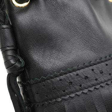 ジェイアンドエム デヴィッドソン J&M DAVIDSON カーニバル ブラック レザー ショルダーバッグ ゴールド金具 フリンジ パンチング ブローキング 巾着 ショルダー