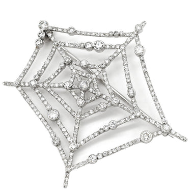 ブルガリ BVLGARI 蜘蛛の巣モチーフ ダイヤ ホワイトゴールド K18WG ダイヤモンド ブローチ スパイダーウェブ 18K WG 750 18金