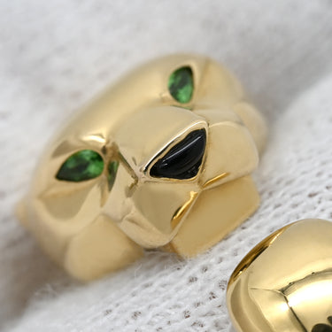 カルティエ Cartier パンテール ドゥ カルティエ MM B4085900 イエローゴールド K18YG オニキス ツァボライト #56(JP16) リング 指輪 750YG オニキス ツァボライト 15.5号