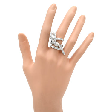 ヴァンクリーフアーペル Van Cleef & Arpels リボンモチーフ パヴェダイヤ ホワイトゴールド K18WG ダイヤモンド リング 指輪 18K 750 WG 立体デザイン 結び目 8.5号