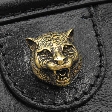 グッチ GUCCI リベルス モール 524620 ブラック レザー ショルダーバッグ ゴールド金具 タイガーキャットヘッド ダブルG