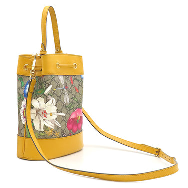 グッチ GUCCI GGフローラ スモール バケット 550621 イエロー×マルチカラー GGスプリームキャンバス 2WAYバッグ ゴールド金具 バケットバッグ ショルダー