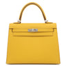 エルメス HERMES ケリー25 外縫い ジョーヌアンプル ヴォーエプソン 2WAYバッグ シルバー金具 黄色 ハンドバッグ ショルダー
