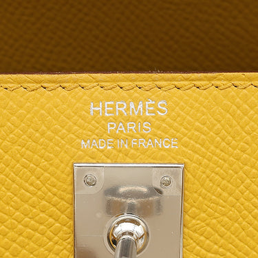 エルメス HERMES ケリー25 外縫い ジョーヌアンプル ヴォーエプソン 2WAYバッグ シルバー金具 黄色 ハンドバッグ ショルダー