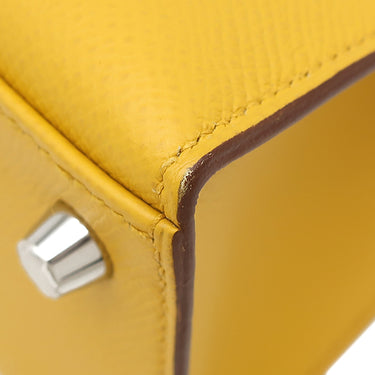 エルメス HERMES ケリー25 外縫い ジョーヌアンプル ヴォーエプソン 2WAYバッグ シルバー金具 黄色 ハンドバッグ ショルダー