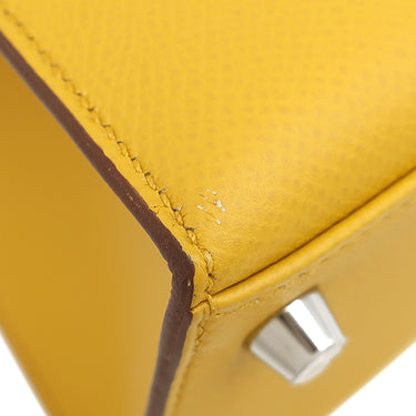 エルメス HERMES ケリー25 外縫い ジョーヌアンプル ヴォーエプソン 2WAYバッグ シルバー金具 黄色 ハンドバッグ ショルダー
