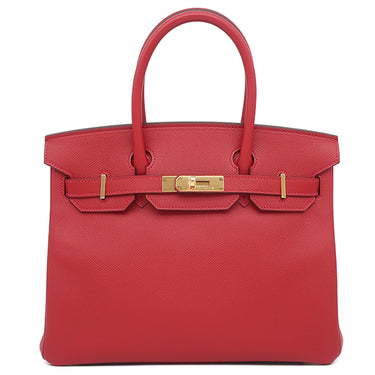 エルメス HERMES バーキン30 ルージュカザック ヴォーエプソン ハンドバッグ ゴールド金具 赤