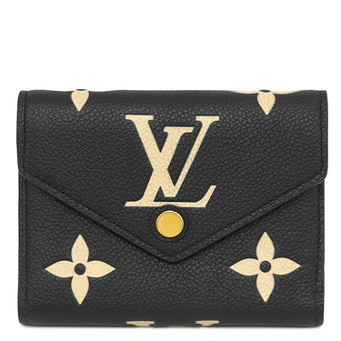 ルイヴィトン LOUIS VUITTON ポルトフォイユ ヴィクトリーヌ M80968 ブラック×ベージュ モノグラムアンプラント バイカラーモノグラムアンプラント 三つ折り財布 ゴールド金具 コンパクト