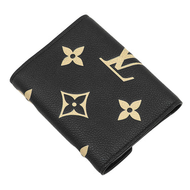 ルイヴィトン LOUIS VUITTON ポルトフォイユ ヴィクトリーヌ M80968 ブラック×ベージュ モノグラムアンプラント バイカラーモノグラムアンプラント 三つ折り財布 ゴールド金具 コンパクト