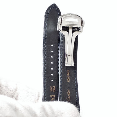 カルティエ Cartier 純正 パシャ用 クロコバンド ネイビー クロコダイル ステンレススチール 腕時計パーツ 替え ベルト Dバックル付き ストラップ 本革 19ｍｍ ネイビー 紺