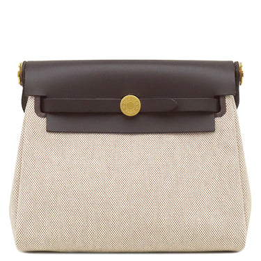 エルメス HERMES エールバッグジップ 20 ミニ エベンヌ×ナチュラル キャンバス トワルミリタリー ヴァッシュハンター ショルダーバッグ ゴールド金具 2026年製