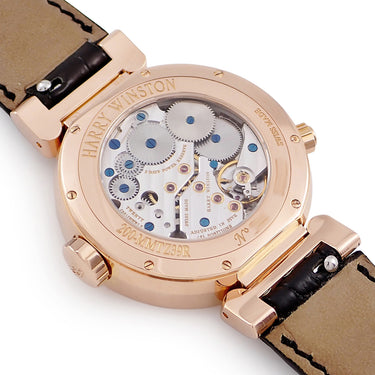 腕時計 ハリーウィンストン Harry Winston プルミエール エキセンター タイムゾーン 200/MMTZ39R 手巻き メンズ OH済 K18PG無垢 デュアルタイム