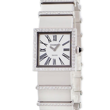 腕時計 シャネル CHANEL マドモアゼル H0943 クオーツ レディース メーカーOH済 K18WG無垢 純正ダイヤ ホワイト スクエア