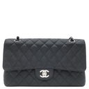 シャネル CHANEL マトラッセ 25 Wチェーン A01112 ブラック×ボルドー キャビアスキン ショルダーバッグ シルバー金具 ダブルフラップ