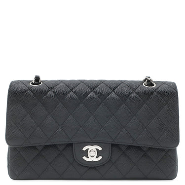 シャネル CHANEL マトラッセ 25 Wチェーン A01112 ブラック×ボルドー キャビアスキン ショルダーバッグ シルバー金具 ダブルフラップ