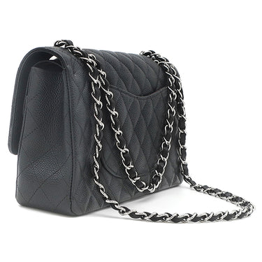 シャネル CHANEL マトラッセ 25 Wチェーン A01112 ブラック×ボルドー キャビアスキン ショルダーバッグ シルバー金具 ダブルフラップ