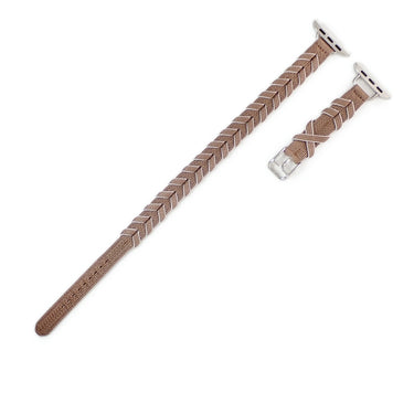 エルメス HERMES 純正 アップルウォッチ 38 40 41 mm用 ベージュ ドゥ ワイマール ナイロン ステンレススチール 腕時計パーツ ブリドン ドゥブルトゥール ベルト 32ｍｍ 尾錠付き ベージュ