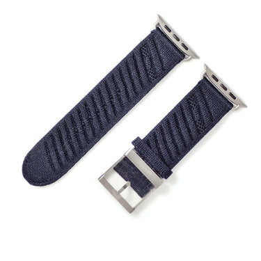 エルメス HERMES 純正 アップルウォッチ 44 45 46 49 mm用 ブルーニュイ ナイロン チタン 腕時計パーツ 未使用 アンメール ニットナイロン ベルト 35ｍｍ 尾錠付き