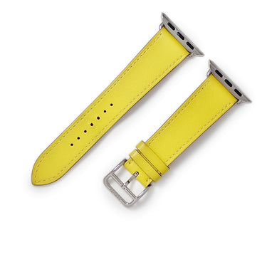 エルメス HERMES 純正 アップルウォッチ 38 40 41 mm用 イエロー レザー ステンレススチール 腕時計パーツ 新品同様 レザー バンド ベルト 32ｍｍ 尾錠付き イエロー