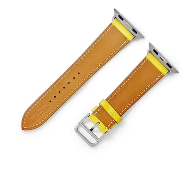 エルメス HERMES 純正 アップルウォッチ 38 40 41 mm用 イエロー レザー ステンレススチール 腕時計パーツ 新品同様 レザー バンド ベルト 32ｍｍ 尾錠付き イエロー