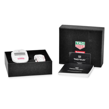 腕時計 タグホイヤー TAG Heuer シュプリーム コラボ ストップウォッチ ポケット プロ クオーツ メンズ 新品同様 2018年 秋冬 白