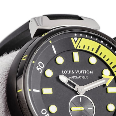 腕時計 ルイヴィトン LOUIS VUITTON タンブール ストリートダイバー ネオンブラック QA122 自動巻き メンズ インナー回転ベゼル 黒