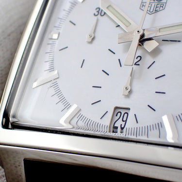 腕時計 タグホイヤー TAG Heuer モナコ CW2119 自動巻き メンズ OH済 ホワイト シェル スクエア クロノグラフ デイト スモールセコンド