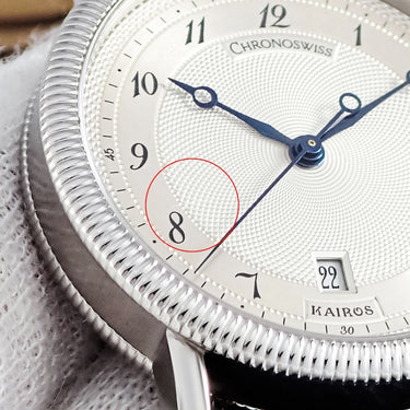 腕時計 クロノスイス CHRONOSWISS カイロス レディ CH2023 自動巻き レディース ギョーシェ 青針 デイト アラビア コインエッジ