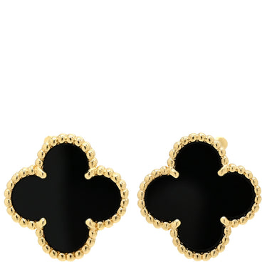ヴァンクリーフアーペル Van Cleef & Arpels ヴィンテージ アルハンブラ VCARA44200 ブラック×イエローゴールド K18YG オニキス ピアス VCA 黒 750YG 18K オニキス