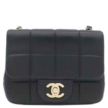シャネル CHANEL チョコバー ミニ チェーン ショルダー AS3744 ブラック ラムスキン ショルダーバッグ ゴールド金具 ココマーク ロゴ キューブ