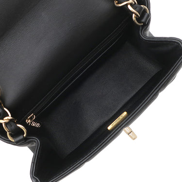 シャネル CHANEL チョコバー ミニ チェーン ショルダー AS3744 ブラック ラムスキン ショルダーバッグ ゴールド金具 ココマーク ロゴ キューブ
