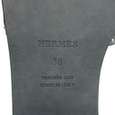 エルメス HERMES オラン スタッズ #38 ブラック カーフ #38 サンダル シルバー金具 H型 黒 フラットサンダル