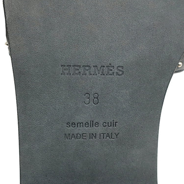 エルメス HERMES オラン スタッズ #38 ブラック カーフ #38 サンダル シルバー金具 H型 黒 フラットサンダル