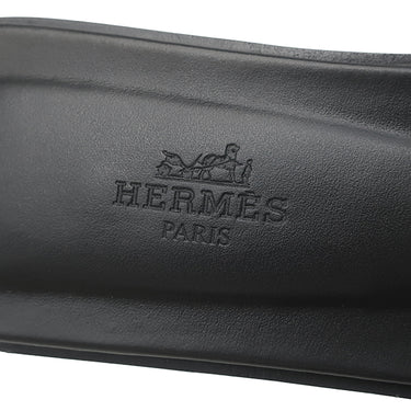エルメス HERMES オラン スタッズ #38 ブラック カーフ #38 サンダル シルバー金具 H型 黒 フラットサンダル