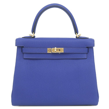 エルメス HERMES ケリー28 内縫い ブルーロワイヤル トゴ 2WAYバッグ ゴールド金具 青 ハンドバッグ ショルダー