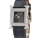 腕時計 エルメス HERMES Hウォッチ MM HH4.530 クオーツ メンズ レディース 純正ダイヤ オブシディアン 黒曜石 H型 スクエア