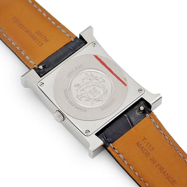 腕時計 エルメス HERMES Hウォッチ MM HH4.530 クオーツ メンズ レディース 純正ダイヤ オブシディアン 黒曜石 H型 スクエア
