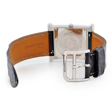 腕時計 エルメス HERMES Hウォッチ MM HH4.530 クオーツ メンズ レディース 純正ダイヤ オブシディアン 黒曜石 H型 スクエア