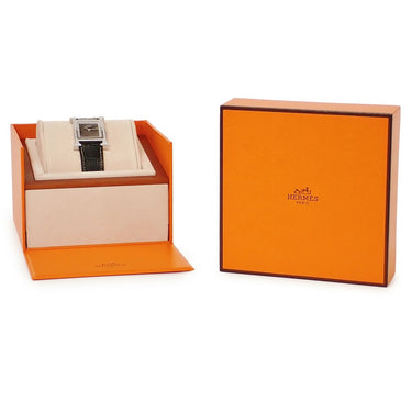 腕時計 エルメス HERMES Hウォッチ MM HH4.530 クオーツ メンズ レディース 純正ダイヤ オブシディアン 黒曜石 H型 スクエア